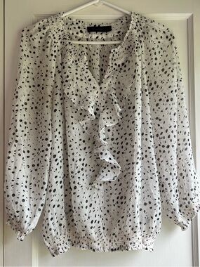 The Limited Black & White Ruffle Polka Dot Blouse